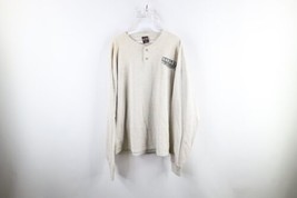 Vintage 90s Harley Davidson Mens 2XL Distressed Spell Out Henley Sweatshirt USA - $89.05