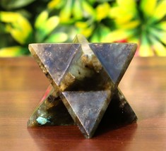 8 Point Labradorite Merkaba Star Quartz Crystal Healing Pendant Handmade - $78.21