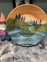 LARGE HAND PAINTED METAL PLATE MOUNTIAN SCENERY - £24.03 GBP