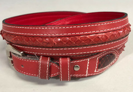 Omega Red Leather Fashion Belt Medium Large AS IS  - £9.35 GBP