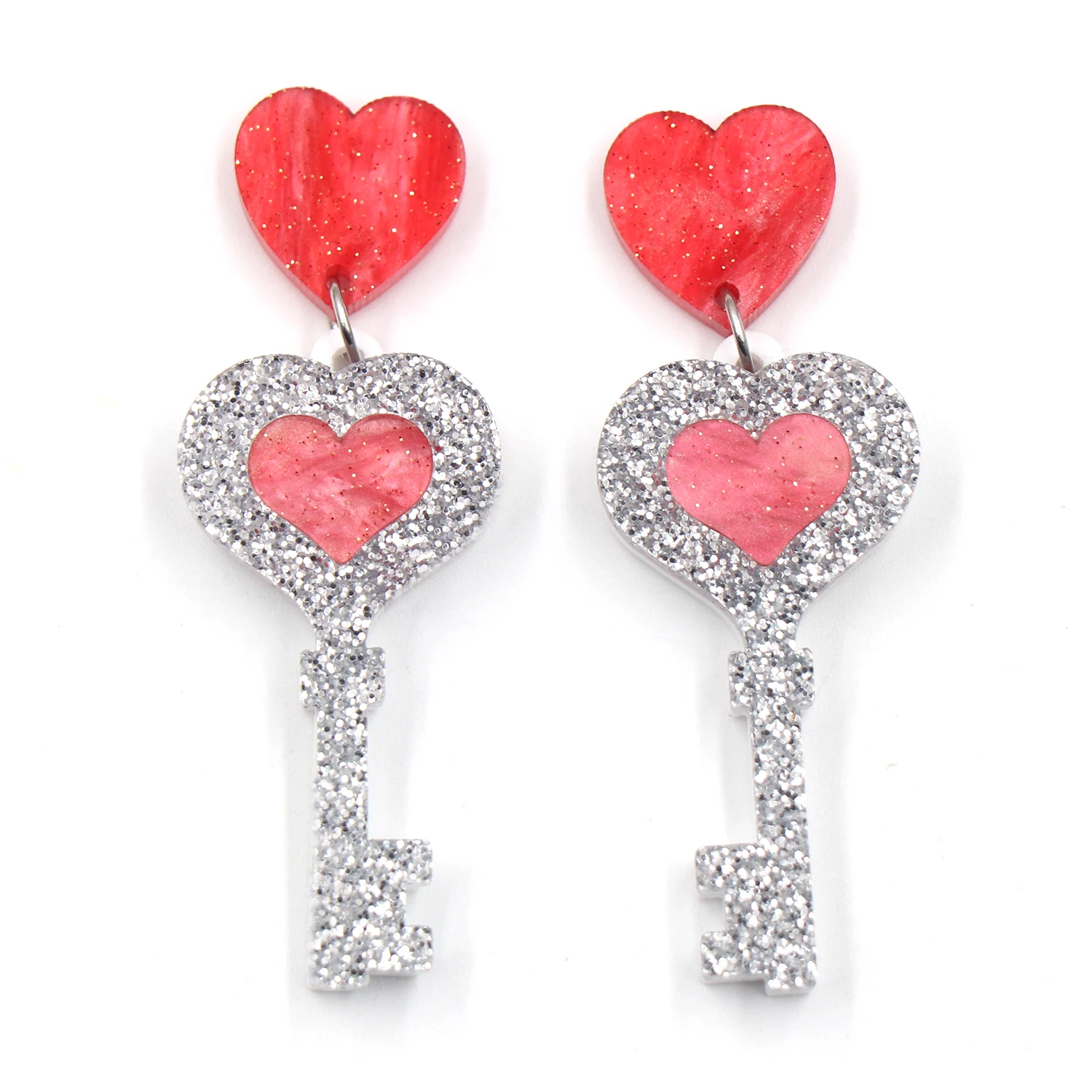 1pair Top fashion CN Drop heart Love Key TRENDY Acrylic earrings Jewelry for - £8.63 GBP