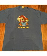 Mario Mens Delta Graphic T-Shirt Blue Power Up Crew Neck Short Sleeve Tee L - $19.79