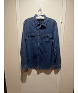 Vtg Gap Denim Shirt Mens XL Dark Indigo Blue Button Down Long Sleeves Po... - $528.16 MXN