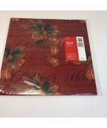 Vintage Hallmark Christmas Wrapping Paper 2 Sheets Red Holly Pine Ribbons - £7.77 GBP