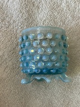 Vintage Blue Early American Pressed Glass Opalescent Hobnail Toothpick - £31.38 GBP