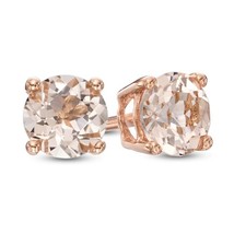 1/4 ct.  Peach Morganite Round Stud Earrings - 14k Rose Gold plated Silver - $26.73