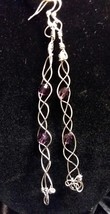 Earrings - Braided Silver-Nickel with Fine Purple Crystals - Fine and Af... - $468.36 MXN