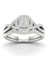 Authenticity Guarantee 
10K White Gold 3/8Ct TDW Diamond Halo Twist Shank Bri... - £558.25 GBP