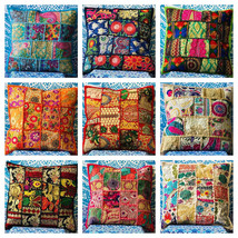 PIllow Cover Indian Handmade Patchwork Pillow Cover Vintage Cushion Cover Ethnic - £14.55 GBP+