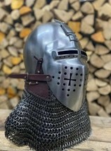 Steel Medieval Rao Bascinet Cross Design Knight Viking Chain Helmet - $208.14