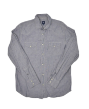 Gap Shirt Mens M Chambray Pearl Snap Cotton Linen Button Up Long Sleeve ... - $19.20