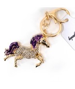 Bling Crystal Rhinestone Unicorn Key Chain Bag Charm Purple Gold - $20.56 CAD