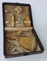 1920s antique Art Deco Vanity Manicure Set in Box 8pc celluloid bakelite Butters - £54.38 GBP