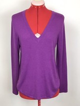 Ralph Lauren Silk-Blend Deep Plunge V-Neck Sweater Purple Women’s Size M... - $39.59