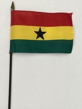 New Ghana Mini Desk Flag - Black Wood Stick Gold Top 4” X 6” - £3.93 GBP