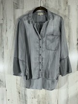 Cloth &amp; Stone Gray Tencel Chambray Shirt Size Medium High Low Hem READ - £15.58 GBP