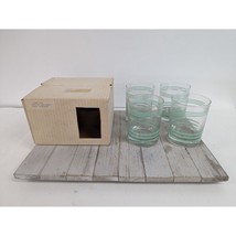 Fiesta Vintage Sea Mist Green Set of 4 Double Old Fashion Striped Glasses - £59.59 GBP