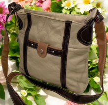 IVORY MEDIUM COWHIDE LEATHER STYLISH CROSS BODY SHOULDER MESSENGER BAG - £33.08 GBP