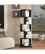 5-Tier Rotating Bookshelf: Floor Rack, Acrylic, Anti-Topple Base - $144.47 CAD