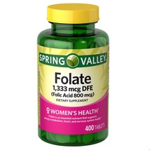 Spring Valley Folate 1,333 mcg DFE (Folic Acid 800 mcg) 400 Tablets - $19.75