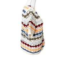 CATO Crochet Short Sleeve Crewneck Sweater Multi Stripe Women’s Size Large - £15.13 GBP