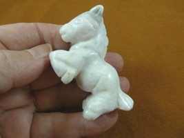 Y-HOR-RE-716) white HORSE rearing GEMSTONE carving figurine stallion hor... - $17.53