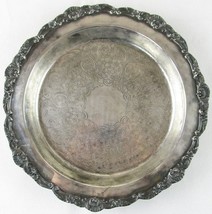 Vintage EPCA Bristol Silverplate by Poole 210 12-1/4" Ornate Footed Serving Tray - $22.74