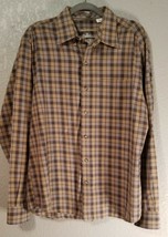 Cutter and Buck Brown and Blue Button Down Long Sleeve Shirt size Large - £11.03 GBP