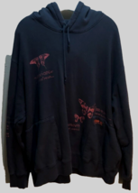 adidas Adventure Pink Butterfly Double-Sided Pullover Black Hoodie 2XL - $33.64