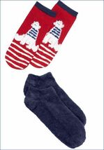 Nwt HUE 2-pack Navidad Vacaciones Forro Polar Medio Calcetín No Show Reg... - $3.97