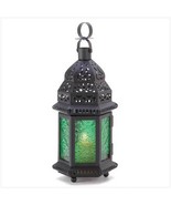 Moroccan  Green Glass Hanging Lantern  Free Standing Lamp Candle Holder  - £27.97 GBP