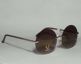True Religion TR4104 Women Sunglasses Round Rimless Brown Gold Frame $90 - $58.15
