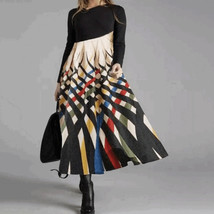 Long Sleeve Stitching Printed Dress Women - £21.21 GBP+