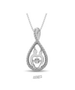 3/4&quot; Sterling Silver Pendant Dancing 1/5 ct tw Diamond 18&quot; Chain Mother/... - $151.99