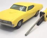 Vintage Funmate Go Cars Yellow 1970&#39;s Ford Torino w/ Launcher Works SH4A - £19.97 GBP