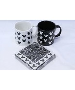 Disney Mickey Mouse Mugs Silhouette Black White plus Napkins - $11.75
