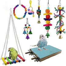 8 Packs Bird Swing Chewing Toys- Parrot Hammock Bell Toys Suitable for Small Par - £14.92 GBP