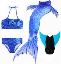 New arrive! Kids Mermaid Tail With Monofin Fancy Girls Swimsuit Bikini Costume - £26.37 GBP