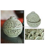 8&quot; Natural Soapstone Marble Storage Jar Hand Carved Lattice Art Gift Dec... - £310.07 GBP