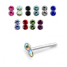 10 PCs In BOX 925 Sterling Silver Jeweled Double Round Cubic Zirconia Nose stud - £42.49 GBP