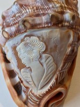 Cameo Victorian Lady Hand Carved Conch Shell Italy Vintage 5.5 Inches - £58.30 GBP