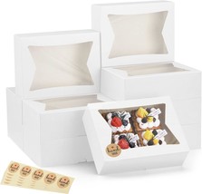 Cookie Boxes with Window 8x6x2.5 Inhces 24pcs Auto Popup White Treat Boxes for B - £26.30 GBP