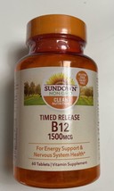 Sundown Naturals Vitamin B12 Tablets Energy Supplement 1500 mcg 60 ct Exp. 4/24 - £7.73 GBP