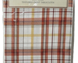 Barn Plaid Easy Care Textured Print Tablecloth 60x104in Oblong Autumn 32390 - £28.77 GBP