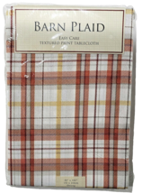 Barn Plaid Easy Care Textured Print Tablecloth 60x104in Oblong Autumn 32390 - £28.32 GBP