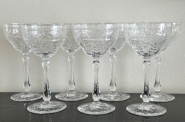 Webb Corbett of England Set of 7 Elegant 6.5&quot; Tall Floral Engraved Glass... - £276.97 GBP