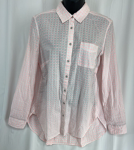 Stylus Size M Women&#39;s Pink Long Sleeve Button Shirt Knit Top Collard Blouse - £9.86 GBP