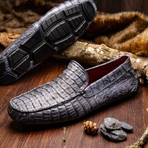Remo Genuine Caiman Slip On Driving Loafers Gray image 8