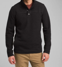 New Mens M Prana NWT Leonidas 1/4 Snap Wool Black Henley Sweater Long Sleeve Nic - £144.12 GBP