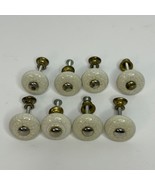 White Ceramic Crackle Drawer Pulls w/ Hardware - Set of 8 -  1.5” Knobs - $531.31 MXN